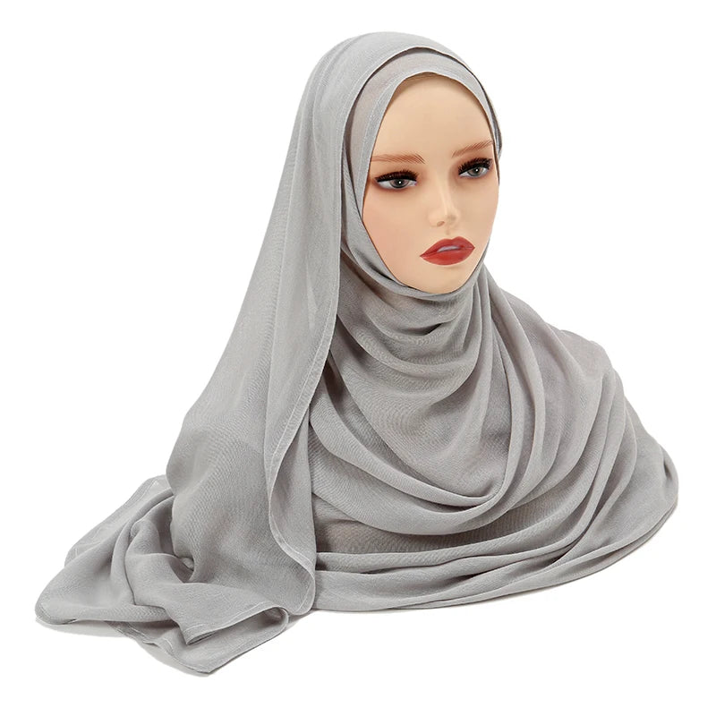 Muslim Chiffon Hijab Scarf - Long Solid Color