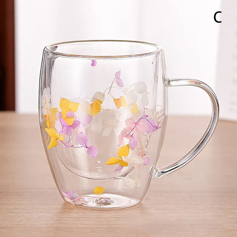BloomSip Double Wall Glass Mug