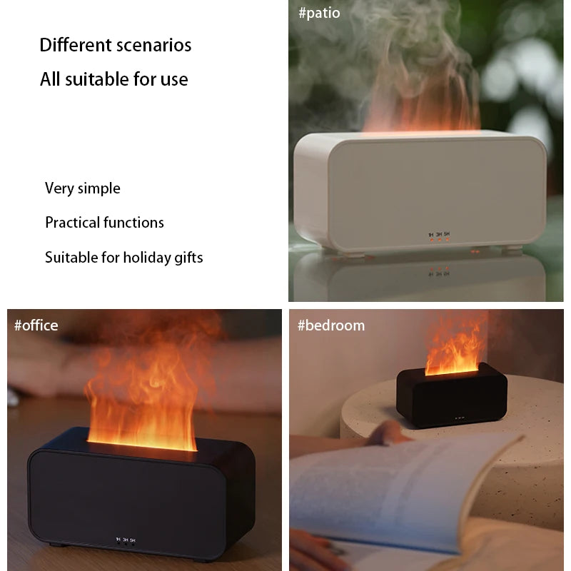 Flame Aroma Diffuser 120mL - 3D Flame Light