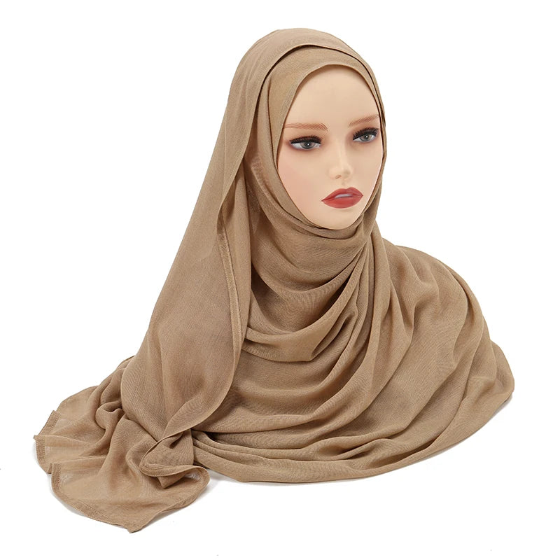 Muslim Chiffon Hijab Scarf - Long Solid Color
