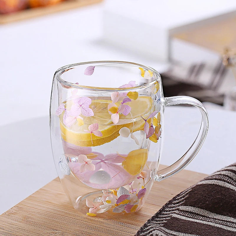 BloomSip Double Wall Glass Mug