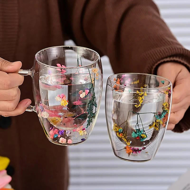 BloomSip Double Wall Glass Mug