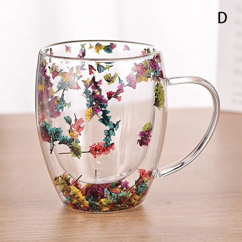 BloomSip Double Wall Glass Mug