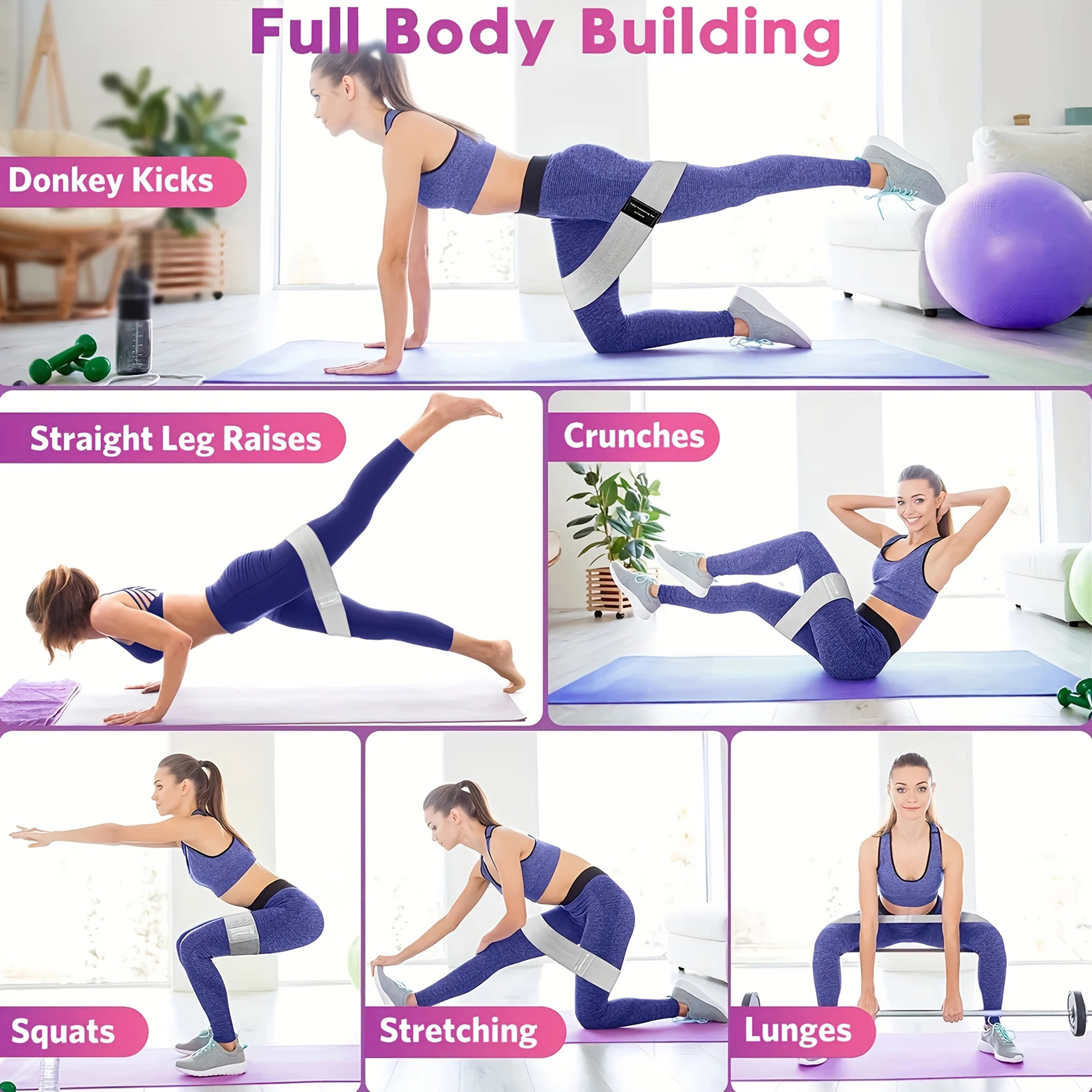 Fabric Resistance Hip Booty Bands Elastic Glute Thigh Workout Squat Circle Stretch Fitness Strips Loops Yoga Gym Equipment