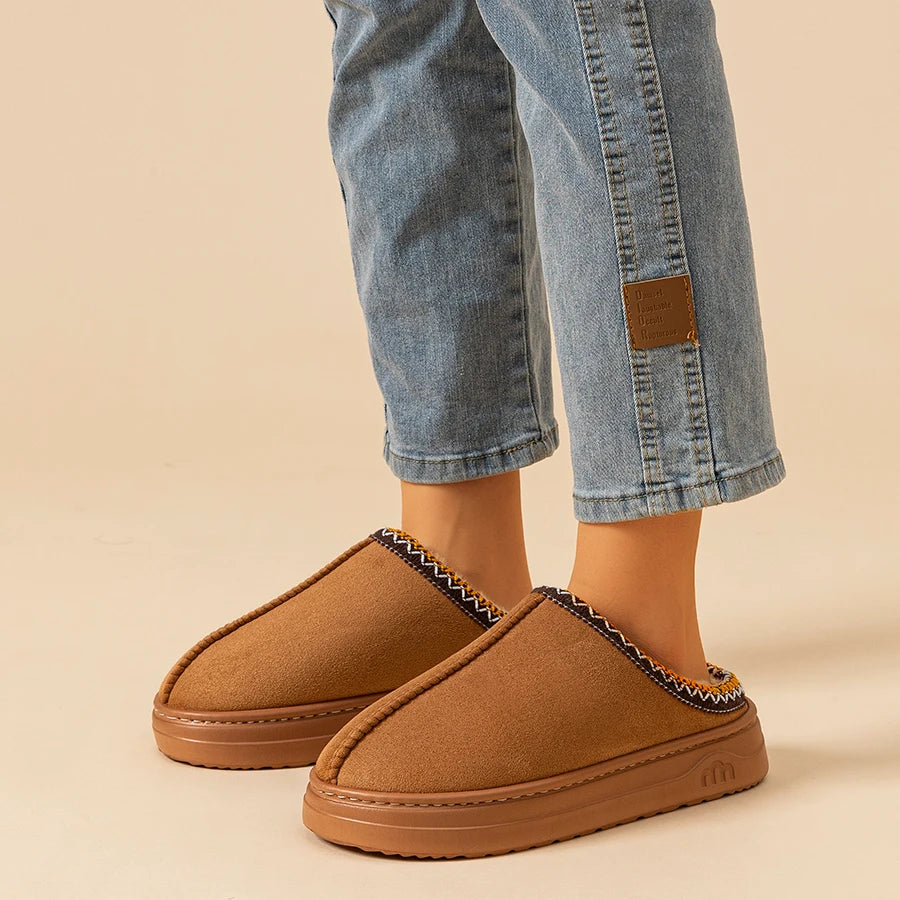 CozyStep Plush Winter Women's Slippers Boots Fashion Fuzzy Fur Anti-slip Soft Sole Outdoor Indoor Warm Comfort Men Plush Houseshoes Couple