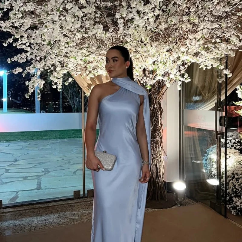 Satin Whisper Halter Dress