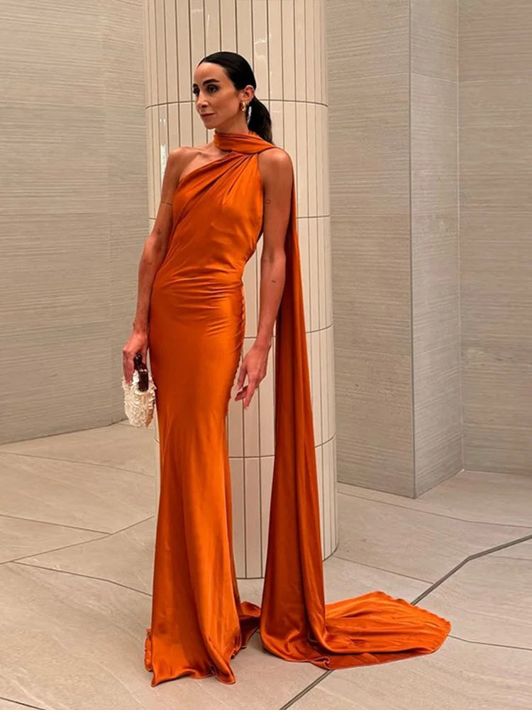 Satin Whisper Halter Dress