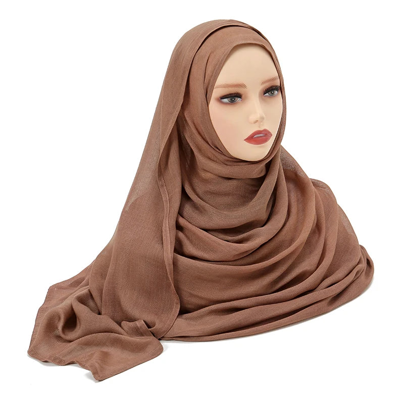 Muslim Chiffon Hijab Scarf - Long Solid Color