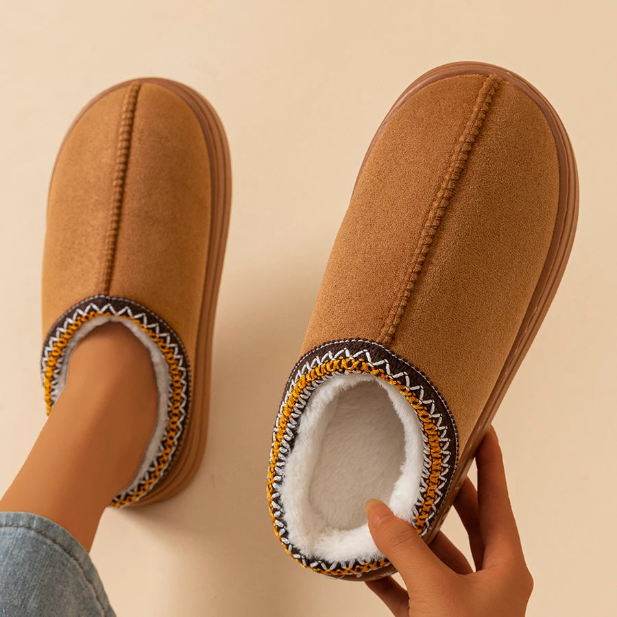 CozyStep Plush Winter Women's Slippers Boots Fashion Fuzzy Fur Anti-slip Soft Sole Outdoor Indoor Warm Comfort Men Plush Houseshoes Couple