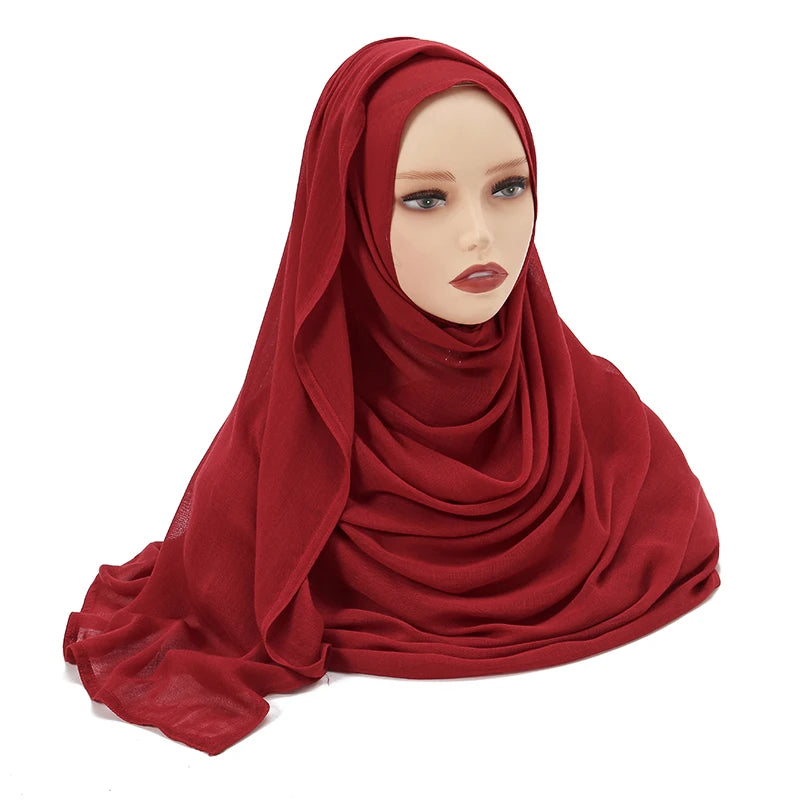 Muslim Chiffon Hijab Scarf - Long Solid Color