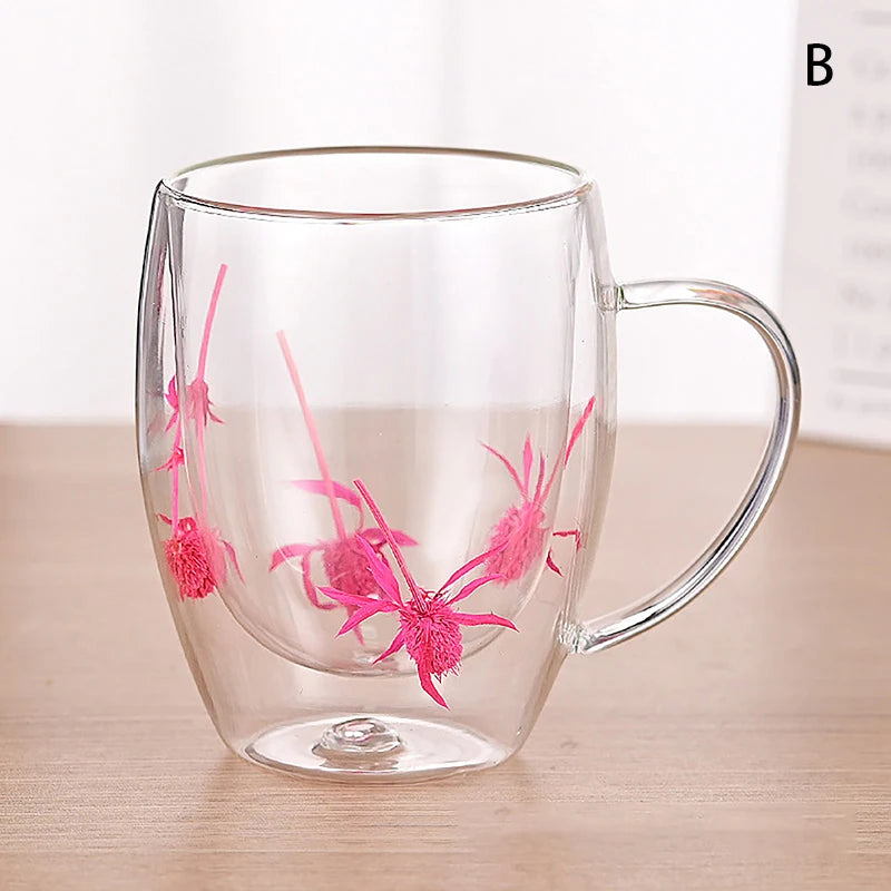 BloomSip Double Wall Glass Mug