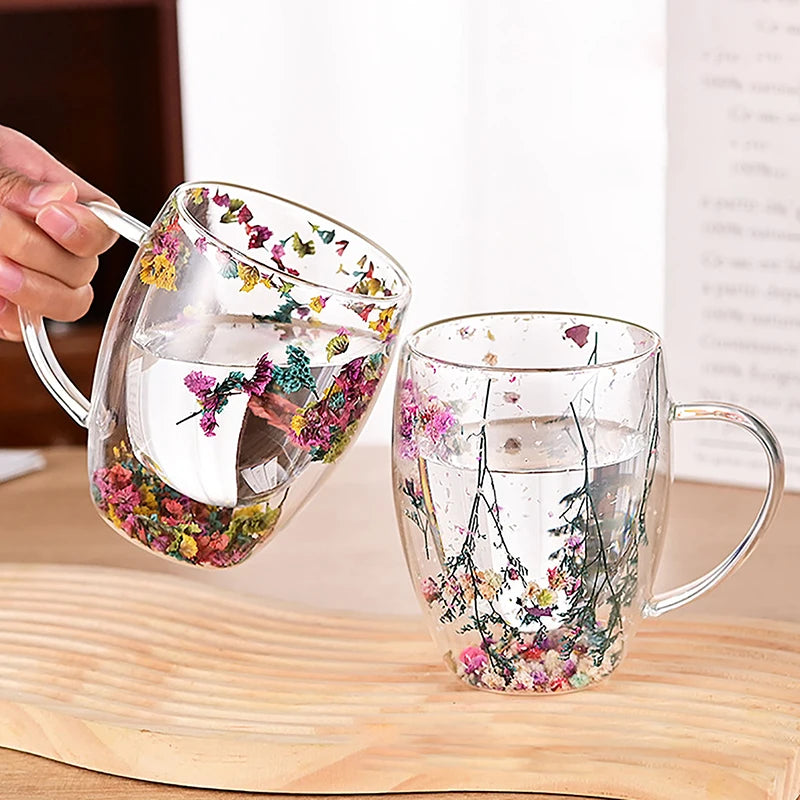 BloomSip Double Wall Glass Mug